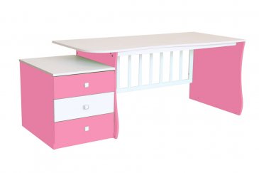 Тумбочка+стол. Цвет: Белый/Розовый