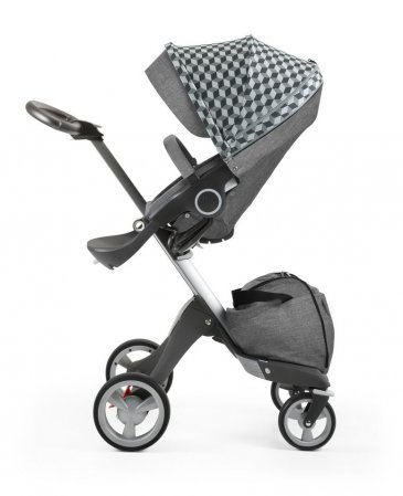 Stokke Stroller Style Kit Seat Print Grey Cube/Black melange